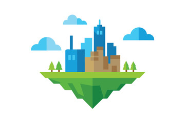 Digital Art Of Eco City Floating Island With Clean Water