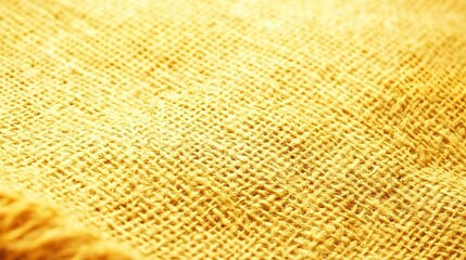 Golden Burlap Texture Background Close Up Detailed Woven Fabric