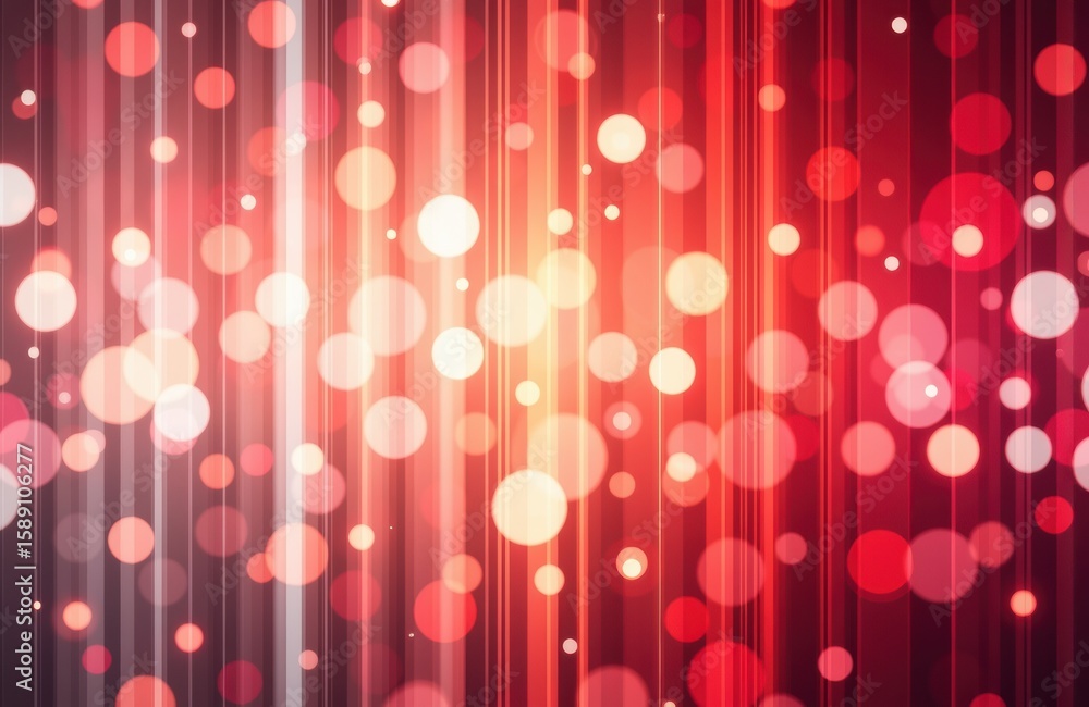 Poster bright red and pink bokeh lights with vertical streaks creating a festive and energetic background