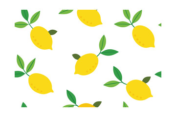 Cartoon Lemons With Green Leafy Twigs Seamless Pattern
