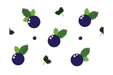 Blackcurrants And Small Floral Herbs Seamless Pattern