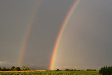 rainbow over farmland, Lower Bavaria, Germany