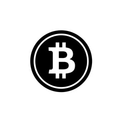 A black and white Bitcoin symbol, representing cryptocurrency and digital finance.