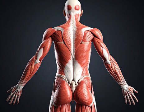 Anatomical illustration of female back muscles