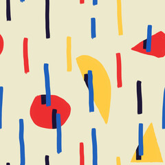 Seamless pattern and Trendy abstract 80s aesthetic creative minimalist artistic hand drawn composition ideal for wall decoration, as postcard or brochure design.
