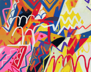 Artistic abstract spray, line and wiggle, pattern rough, art with graffiti. Afro-American 80s street art grunge painting, strong color. Grunge art for wall art, print and poster