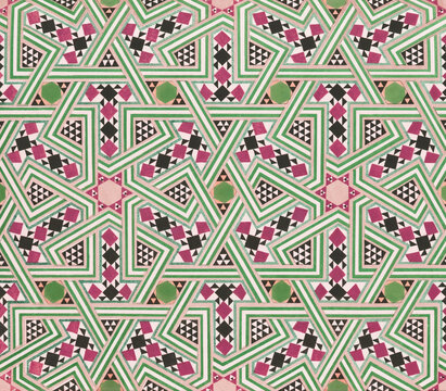 Vintage Geometric Mosaic Tile Pattern Background Retro Abstract Symmetrical with Triangles and Diamonds Vintage Architecture Floor - Powered by Adobe