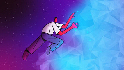 Minimalist Digital Character in Astral-Tech World. Futuristic Concept Illustration