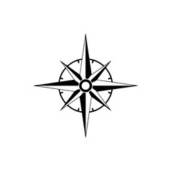 Simple black and white compass rose graphic design.