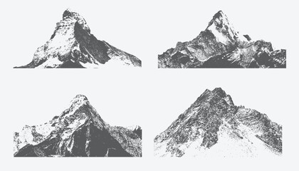 Grunge punk halftone stipple effect on a mountain  Brutalist loud vintage photocopy background with mound, Y2K collage design.  Illustration in vector form