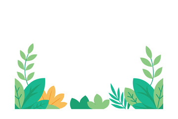 Flat Vector Cartoon Foliage Border