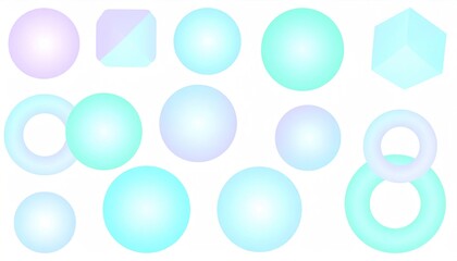 Abstract 3D Soft Shapes In Blue And Cyan On White Background Perfect For User Interface Layout With Geometric Elements