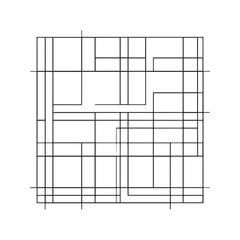 Abstract geometric pattern with intersecting black lines forming overlapping rectangles and squares. Minimalist monochrome vector background.