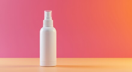 Elegant white spray bottle mockup displayed against a vibrant gradient backdrop