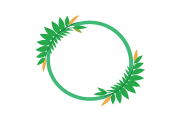 Circular Palm Leaf Floral Design Frame