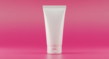 Sleek White Cosmetic Tube Mockup on Gradient Pink Backdrop for Product Showcase
