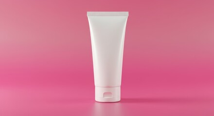 White cosmetic tube mockup presented against a soft pink gradient backdrop