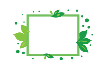 Square Green Leaf Border With Flower Splash