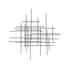 Abstract geometric composition with intersecting thin black lines. Minimalist modern vector background pattern.
