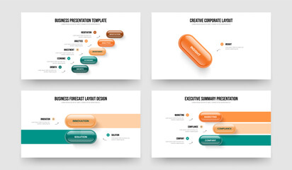 Project Profile 5 1 2 3 Step Diagram Slideshow Layout Collection. Consulting Overview Five One Two Three Element Infographic Presentation Design Vector Illustration Bundle.