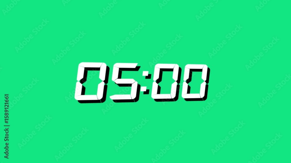 Poster countdown timer from 5 minute to 0 second suitable for presentations, educational. the minimalist de