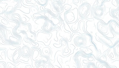 Abstract Blue Topographic Lines With Shape Contours On White Background