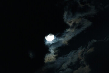 Moonlit Clouds in the Deep Blue Night Sky