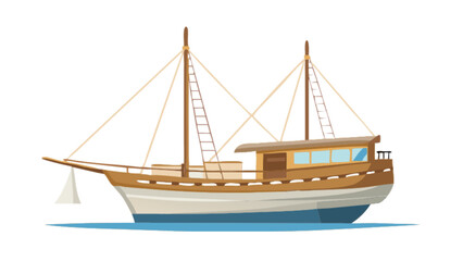 Explore the sea with this beautiful wooden sailboat vector illustration for nautical themed designs and artwork