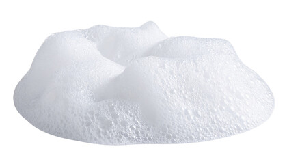 A mound of white foam bubbles clustered together, creating a soft, airy texture with varying bubble sizes.
