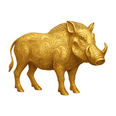 Fototapeta premium PNG Golden ornate boar sculpture