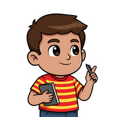 Cute Entrepreneur Cartoon Isolated Blue Background