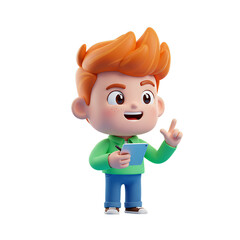 Cute Entrepreneur Cartoon Isolated Blue Background