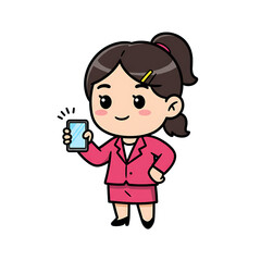 Cute Entrepreneur Cartoon Isolated Blue Background