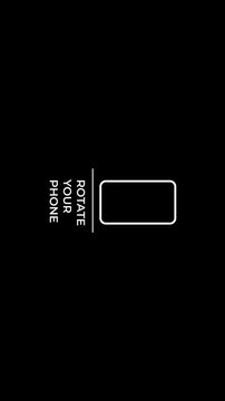 Rotate Your Phone to position. Vertical black screen with icons to orientation on black background