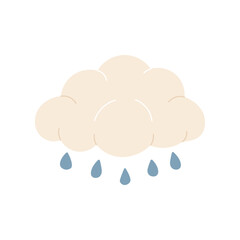 Vector illustration of cloud with rain on white background