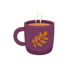 Coffee or tea cup mug vapour flat vector illustration
