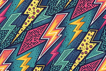 Lightning Bolt Pattern Illustration | Bold Pop Art Electric Graphic Design