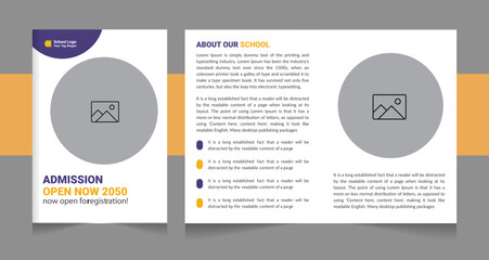 School trifold brochure design, Kids back to school education admission trifold brochure template, admission flyer, brochure, kids academy brochure template