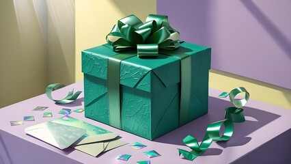  gift box with ribbon and bow in festive colors perfect for holiday celebration