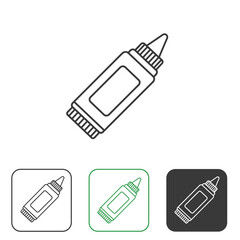 Mustard bottle illustration in minimalistic style with outline design  
