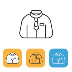 Line art of a business shirt with tie in three color variations  