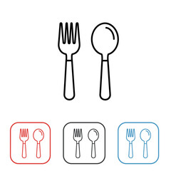 Fork and spoon graphic design with colorful outlines  