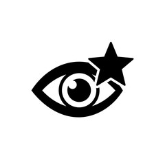 Eye icon with star symbol in minimalist black design  