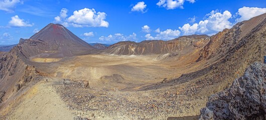 Panorama of volcanic ridge Tongariro