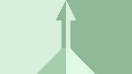 Two symmetrical halves form a single upward arrow on a two-tone green background, representing unity, progress, and forward movement.