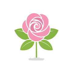 Simple pink rose illustration against black backdrop floral graphic element for cards invitations or design projects flat vector