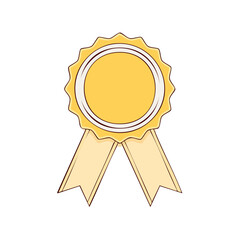 Gold Award Rosette with Ribbon Isolated on Black Background - Vector Illustration