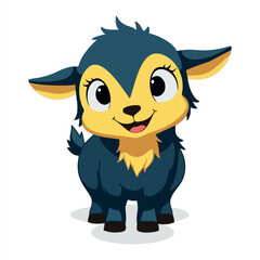 Adorable Cartoon Goat Smiling Cheerfully