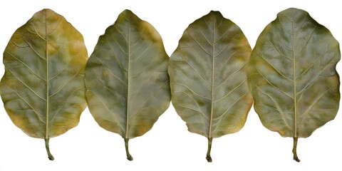 Four Dried Leaves Closeup Botanical Nature