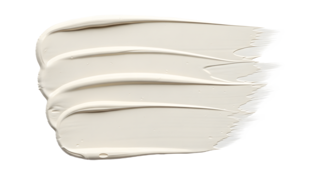 Creamy White Paint Swath with Textured Ridges and Delicate Brushstrokes.